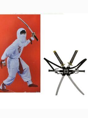 Ninja White Dragon & Sword Halloween Costume 12/14 Dress Up Party 13 Pc Boys